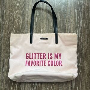 Kate Spade glitter is my favorite color canvas tote pink